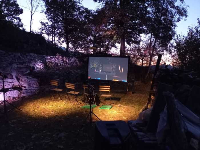 Dokumentationsfoto Filmaufnahme am Morgen, Em Klang a Laa-Gaa, Generalprobe 5, Campo Cortoi TI